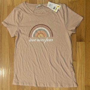 C & C dusty pink rainbow tee, M, NWT